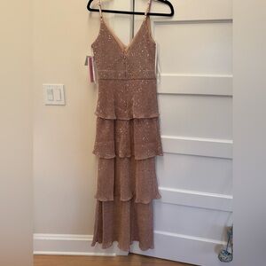 Aqua Sparkling Pink Tiered prom Dress/formal wear/ evening gown